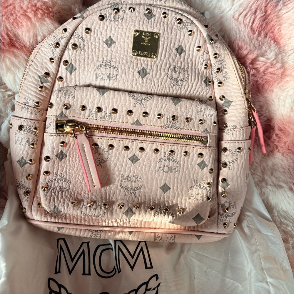 MCM Blush Pink Studded Backpack